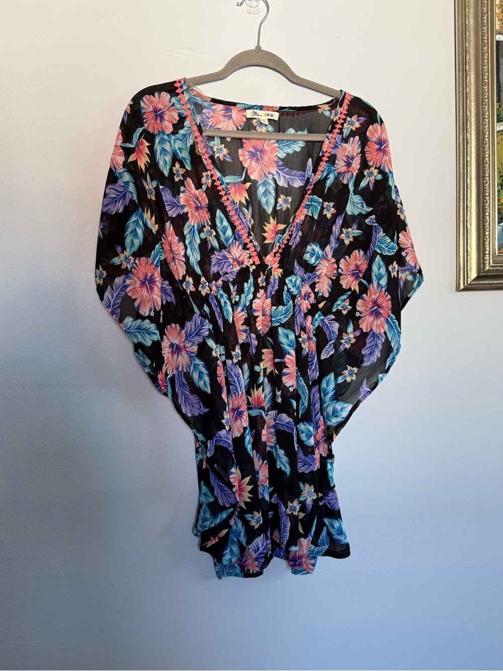 Miken Swim Floral V-Neck Cover Up